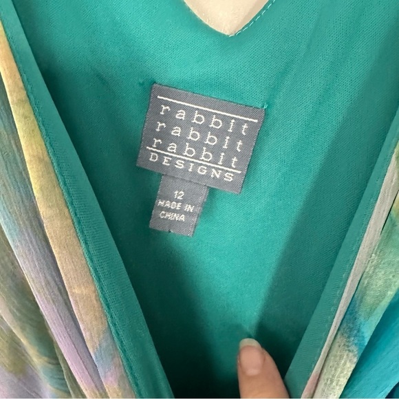 Rabbit Rabbit Rabbit Dress Asymmetrical Babydoll V-neck Drop Waist Fairy Sz 12 - Picture 7 of 14